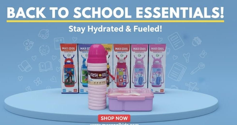 water bottle with lunch box